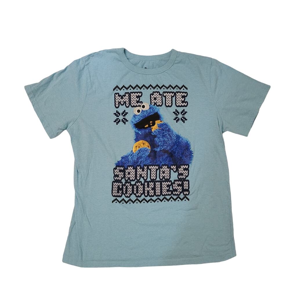 Sesame Street Size XXL Cookie Monster Me Eat All Santa's Cookies Unisex T Shirt